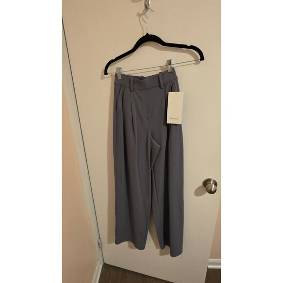 Lululemon Pants Womens XXXS 30L Day Drift Pleated HighRise Wide Leg Trouser Gray - Picture 1 of 9